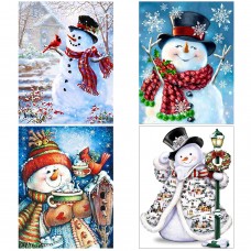 Aneco 4 Pack 5D DIY Diamond Painting Kits Snowman Full Drill Rhinestone Embroidery Cross Stitch Painting for Christmas Home Decor