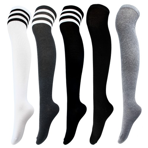 School Daily Wear Aneco 6 Pairs Over Knee Thigh Socks High Thigh Stockings Knee-High Boot Thigh Women Girl Socks for Cosplay