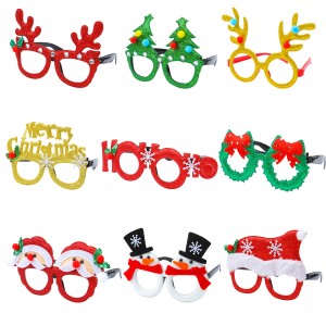 Aneco 9 Pieces Christmas Glitter Party Glasses Christmas Decoration Costume Eyeglasses Party Glasses Frame for Holiday Favors, Assorted Styles