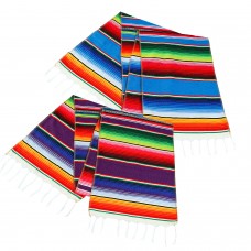Aneco 2 Pack 14 by 84 Inch Mexican Table Runner Mexican Serape Blanket Cotton Colorful Fringe Table Runners for Mexican Party Wedding Kitchen Outdoor Decorations