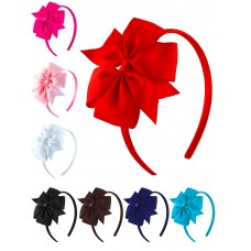 Aneco 8 Pack Girls Grosgrain Ribbon Headband with Bows Tie Hair Hoop Bows Headband Hair Accessories, 8 Colors