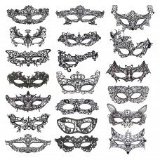 Aneco 20 Pieces Lace Mask Masquerade Venetian Eyemask Halloween Sexy Woman Lace Mask for Halloween Masquerade Carnival Party Costume Ball, Black