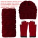 Aneco Winter Warm Knitted Scarf Beanie Hat and Gloves Set Men & Women's Soft Stretch Hat Scarf and Mitten Set,Burgundy