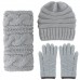 Aneco Winter Warm Knitted Scarf Beanie Hat and Gloves Set Men & Women's Soft Stretch Hat Scarf and Mitten Set,Light Grey